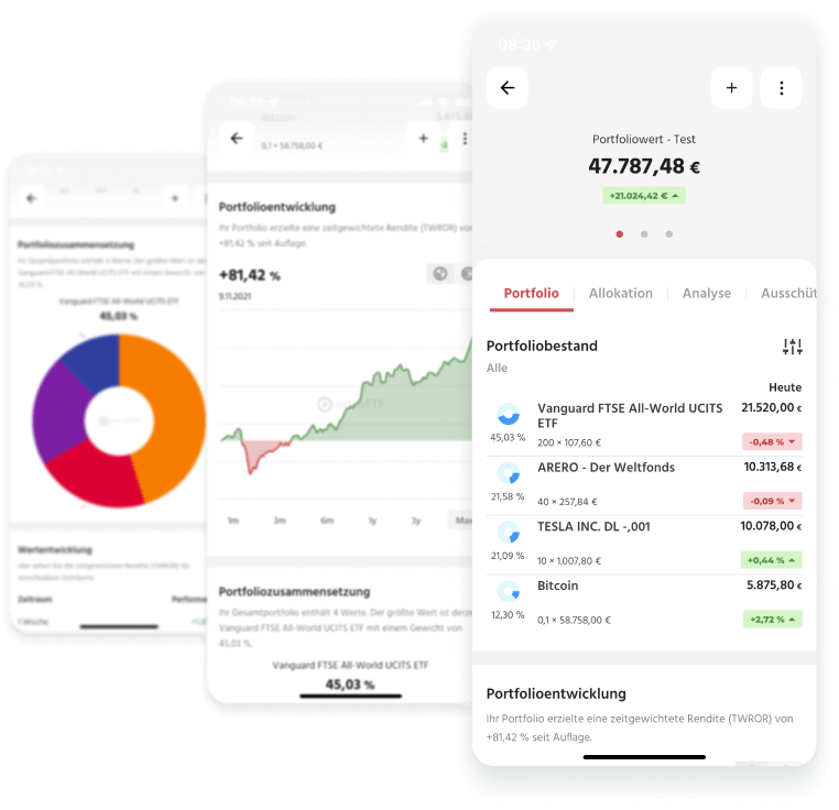 Portfolio Tracking mit der extraETF Finanzmanager App.